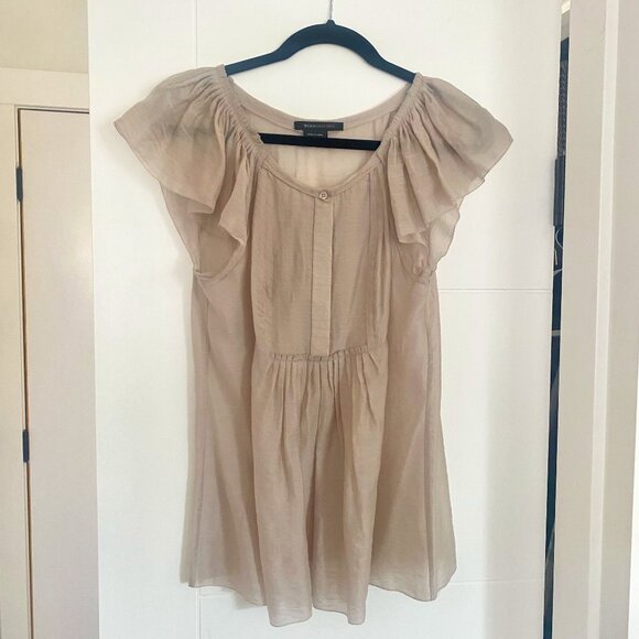 BCBGMaxAzria Sheer Ruffled Sleeve Blouse - Picture 2 of 9